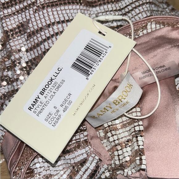 (70% OFF) NWT $495 Ramy Brook Printed Lola Surplus dress cream and rose pink 4 - Picture 8 of 8